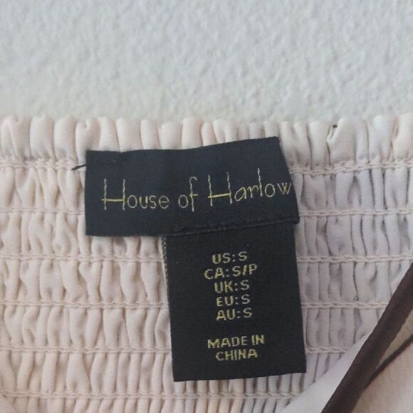 House of Harlow 1960 Yellow and Brown Graphic Crop Camisole - Picture 2 of 5